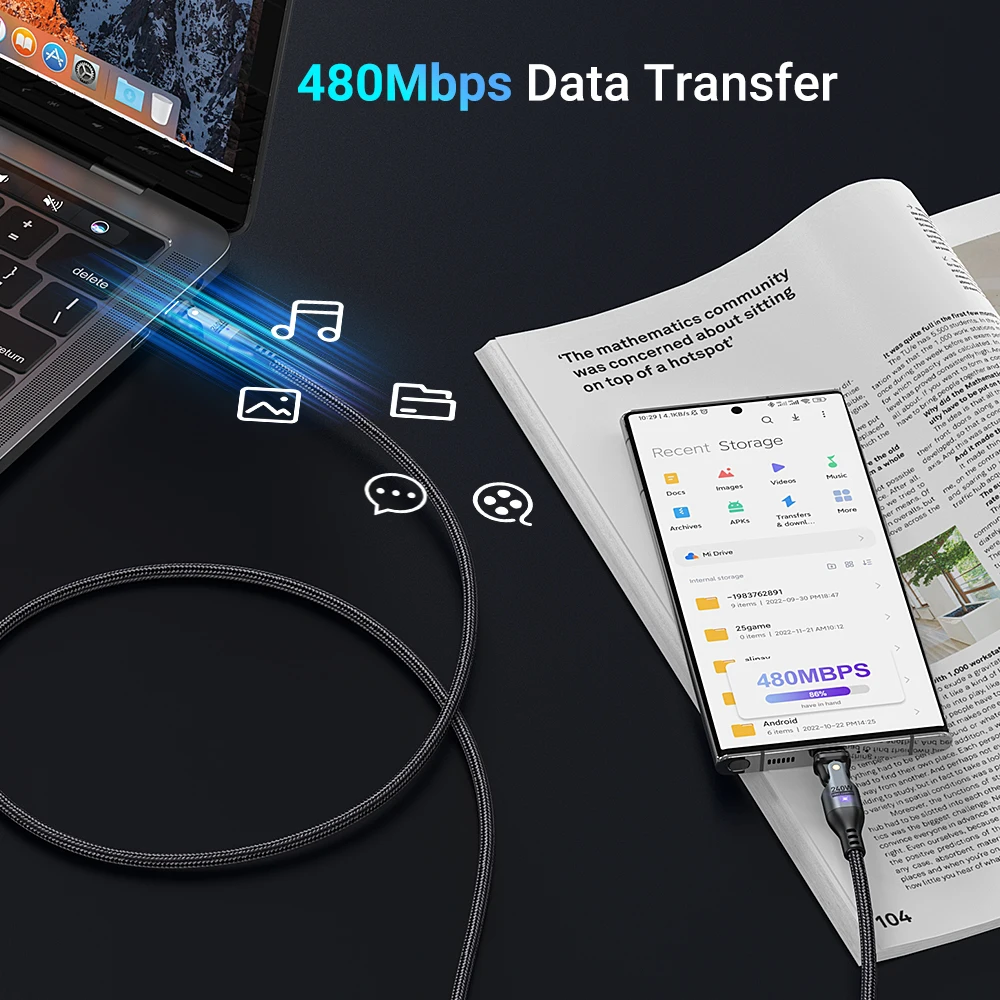 AUFU 240W USB C to USB Type C Cable for MacBook Pro Quick Charge 3.1 PD Fast Charging Cable for Samsung Xiaomi POCO Charge Cable - Image 4