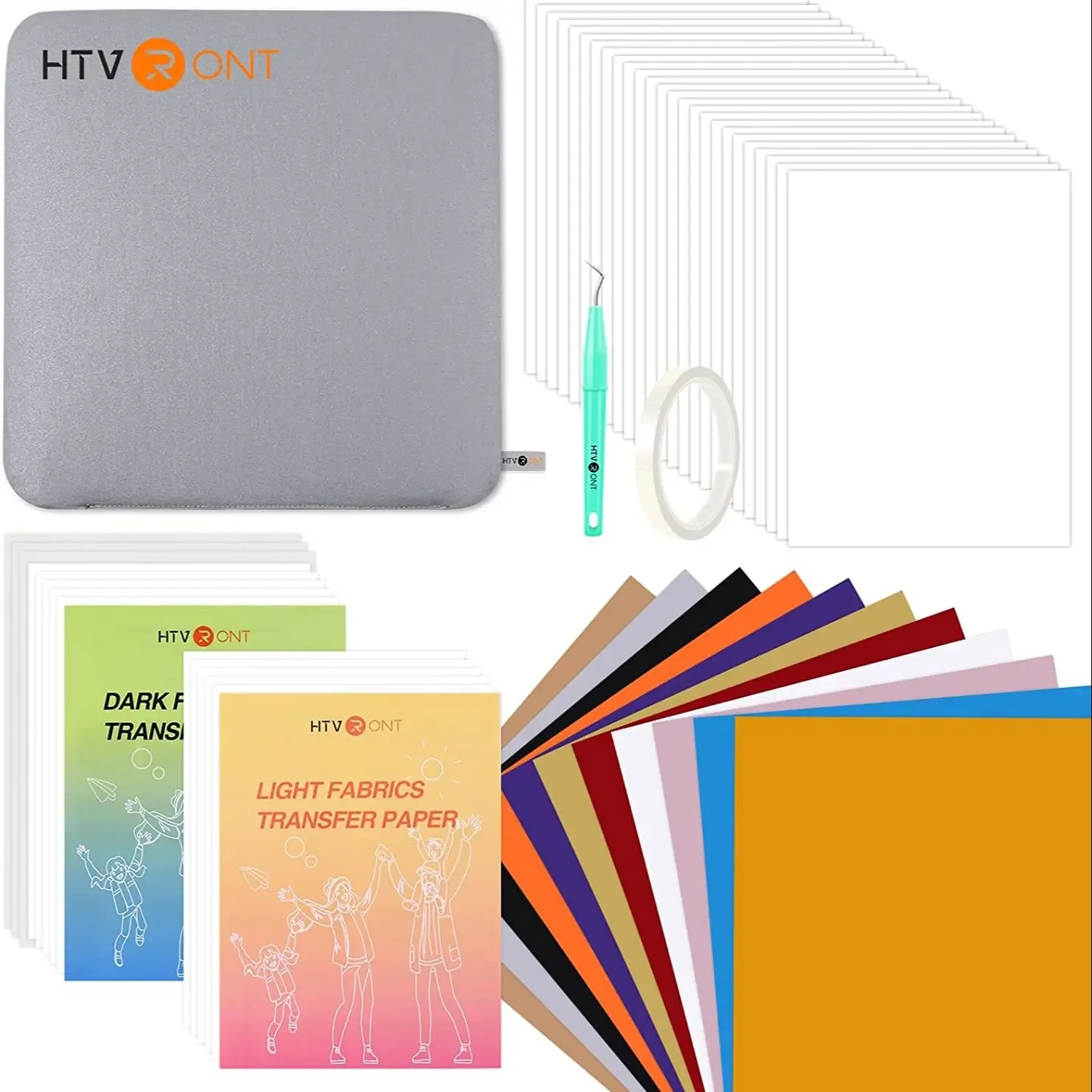 HTVRONT 52pcs Heat Press Supplies Accessories for Beginners Cricut Clothing T-shirt Printing DIY HTV Sublimation Paper Pad Kits - Image 7
