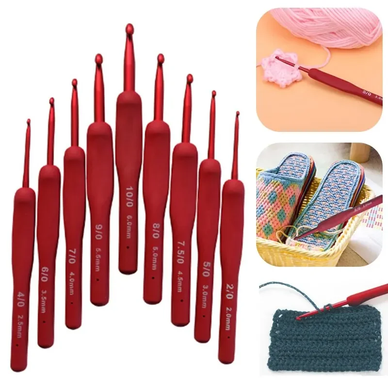 Colorful Soft Plastic Handle Alumina Metal Head Crochet Hooks Knitting Needles Set Knitting Tools Sweater Needles for Weave - Image 3