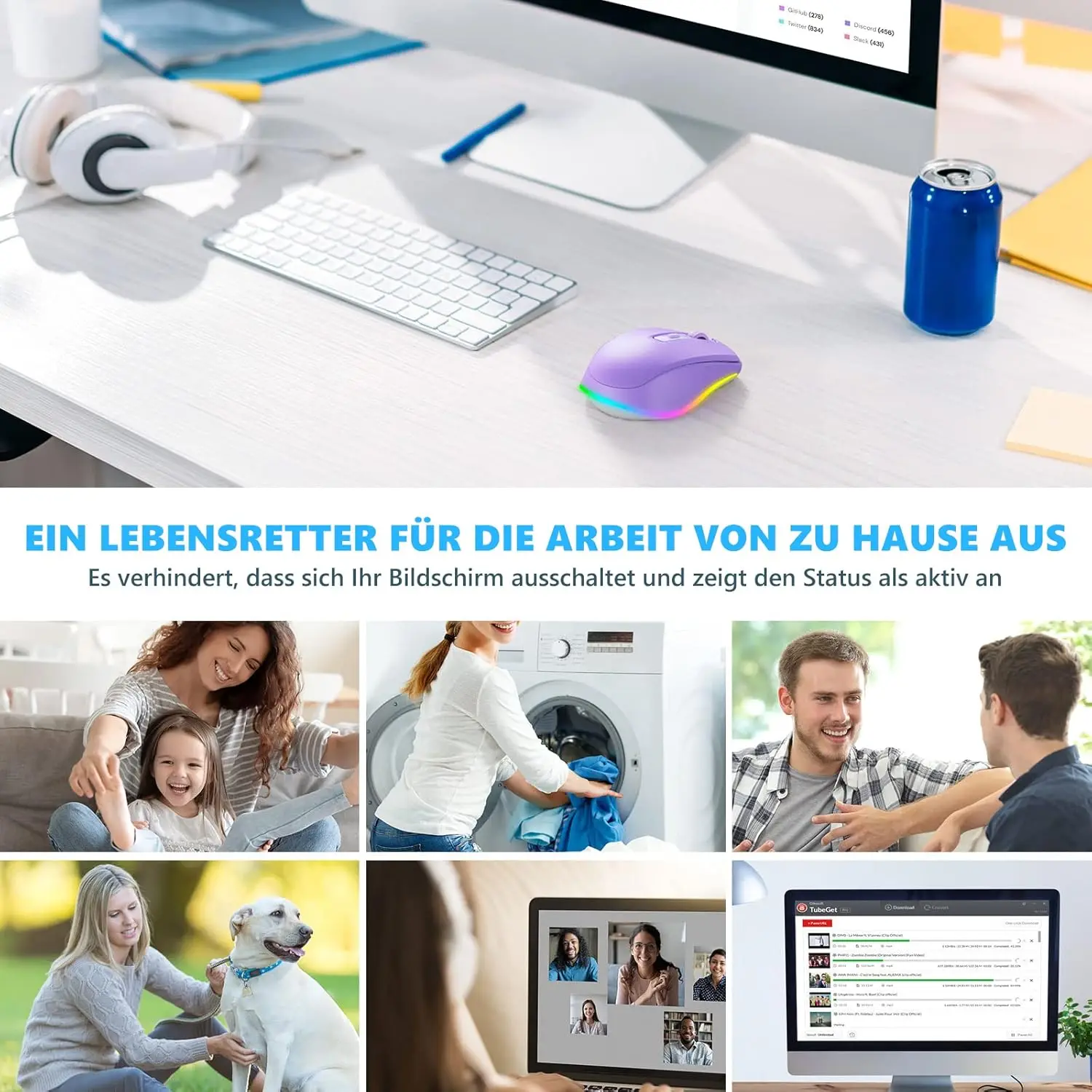 SEENDA Wireless Mouse Jiggler LED Rechargeable Moving Mouse Mover for Laptop with Undetectable Random Movement - Image 6