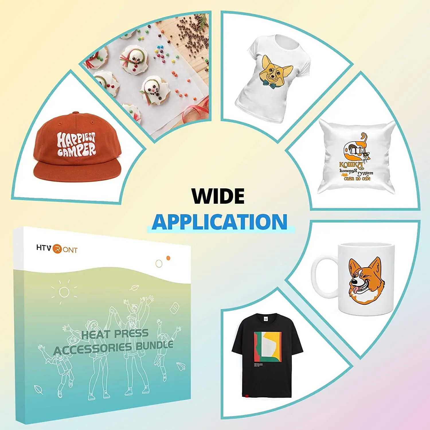 HTVRONT 52pcs Heat Press Supplies Accessories for Beginners Cricut Clothing T-shirt Printing DIY HTV Sublimation Paper Pad Kits - Image 3