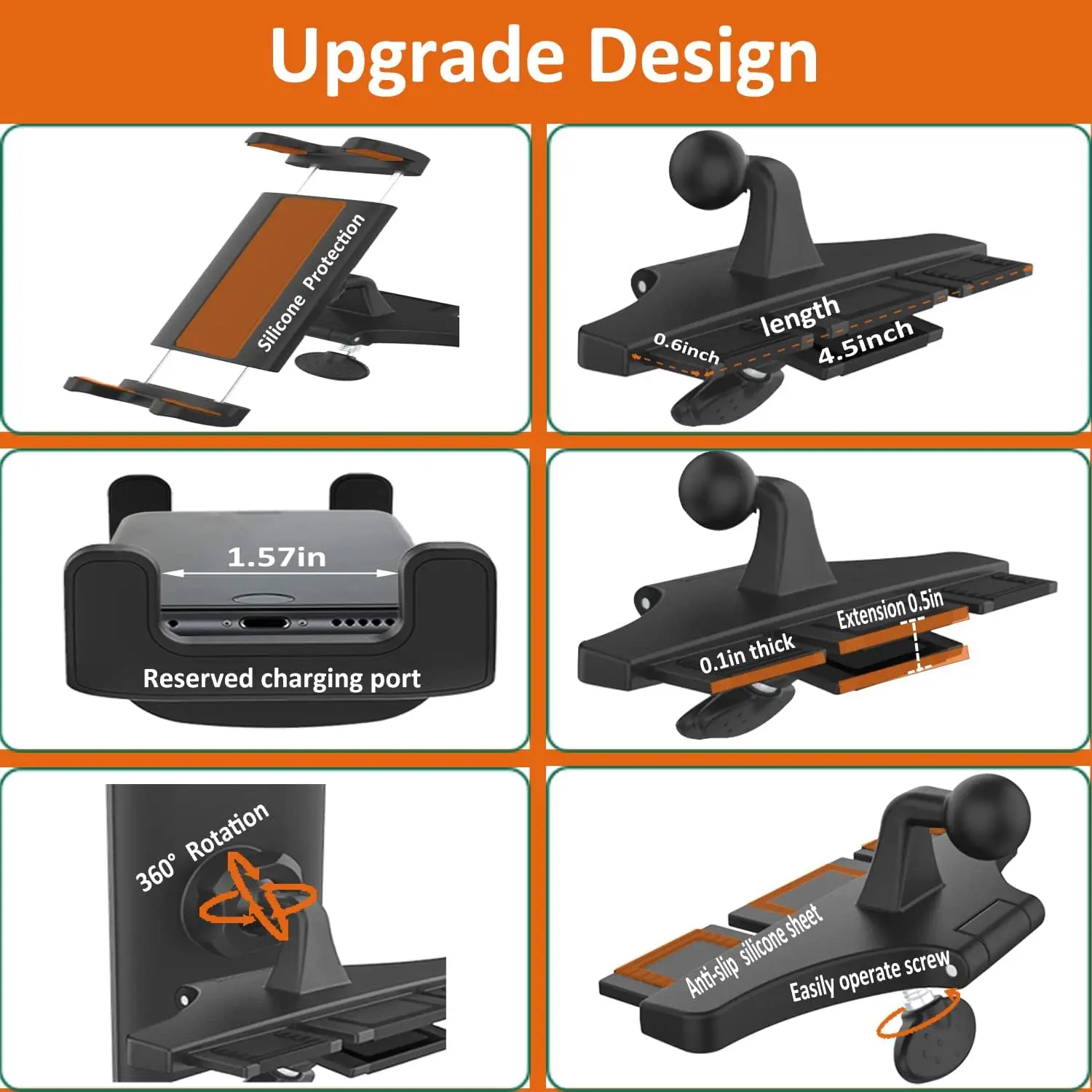 CD Slot Car Tablet Mount for 4-13in iPad & Phone Universal CD Player Tablet Holder with 360 Rotation for iPad 3-12.9 inch - Image 2