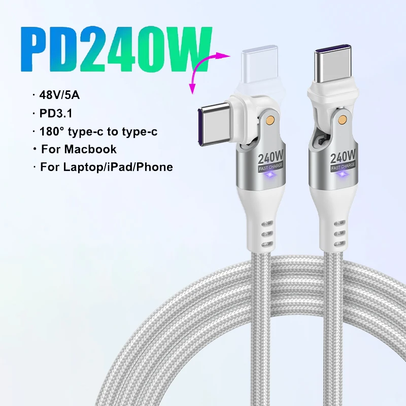 AUFU 240W USB C to USB Type C Cable for MacBook Pro Quick Charge 3.1 PD Fast Charging Cable for Samsung Xiaomi POCO Charge Cable - Image 8