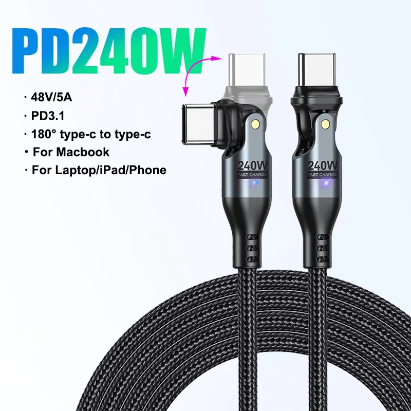 AUFU 240W USB C to USB Type C Cable for MacBook Pro Quick Charge 3.1 PD Fast Charging Cable for Samsung Xiaomi POCO Charge Cable - Image 7