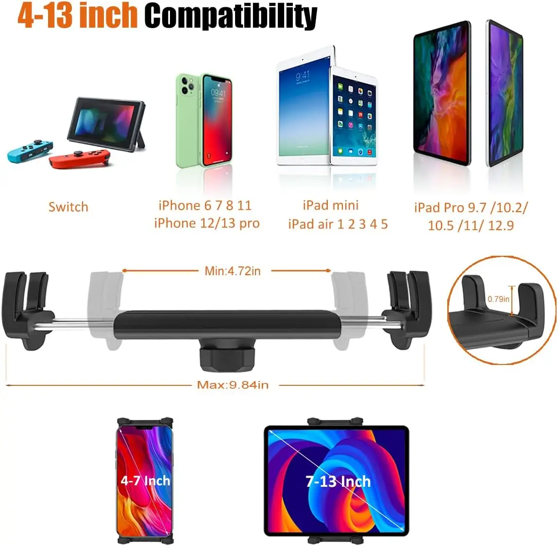 CD Slot Car Tablet Mount for 4-13in iPad & Phone Universal CD Player Tablet Holder with 360 Rotation for iPad 3-12.9 inch - Image 3