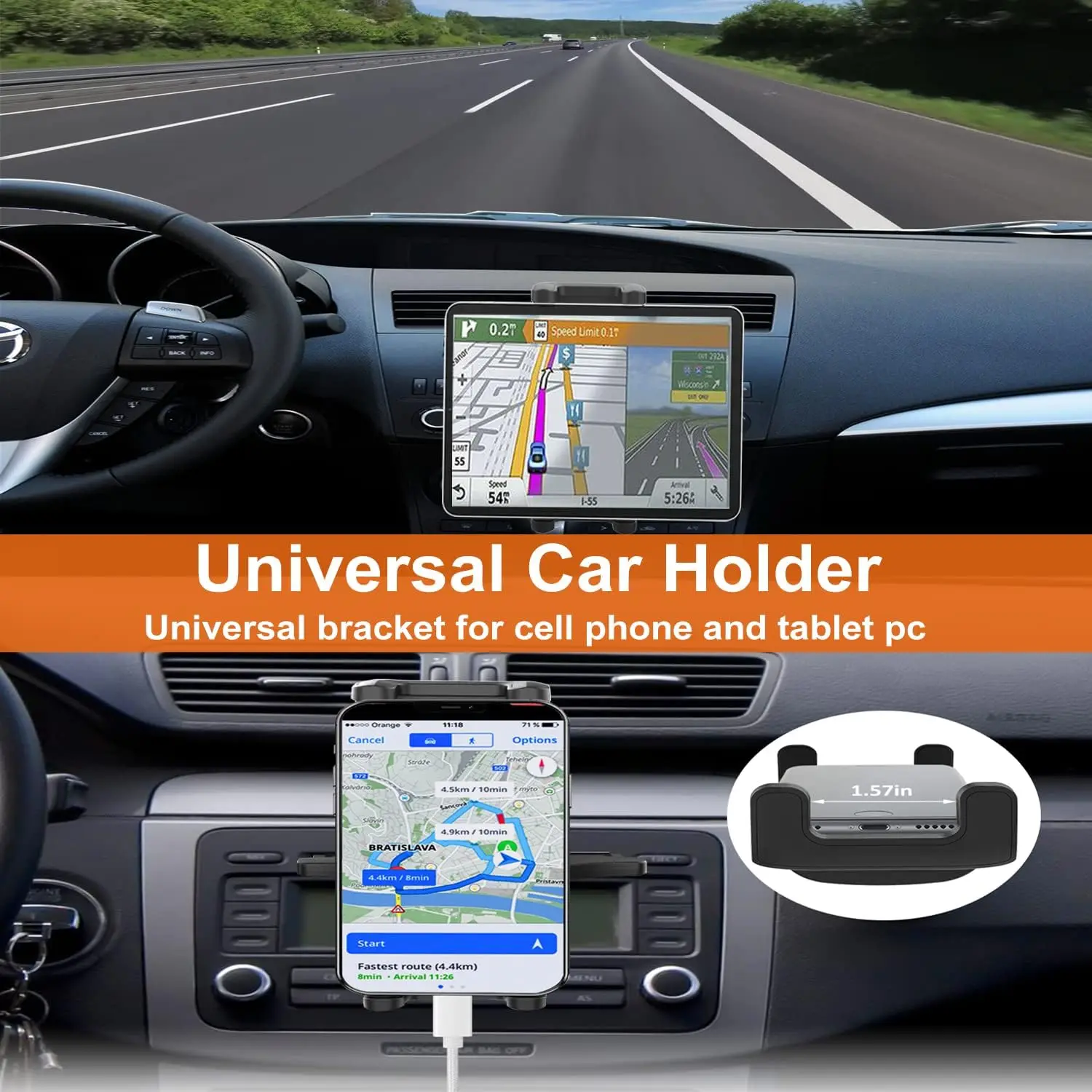 CD Slot Car Tablet Mount for 4-13in iPad & Phone Universal CD Player Tablet Holder with 360 Rotation for iPad 3-12.9 inch - Image 5