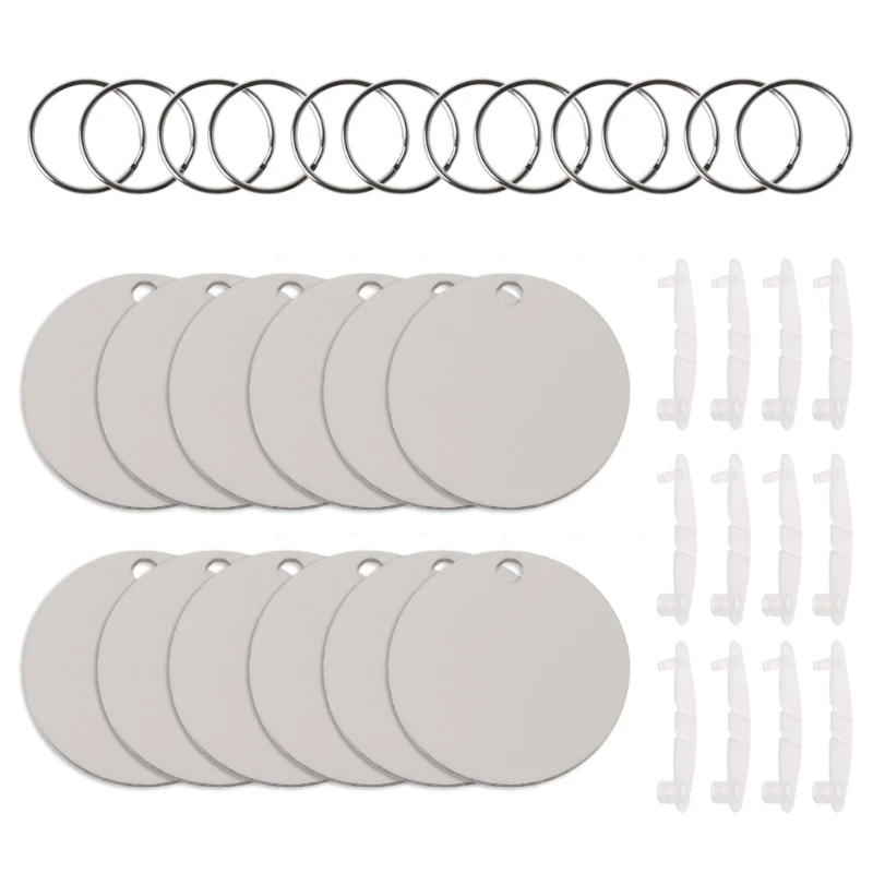 12Pc DIY Sublimation Wooden Hard Board Key Rings Double Printable White Blank MDF Key Chain Heat Transfer Jewelry Making - Image 11