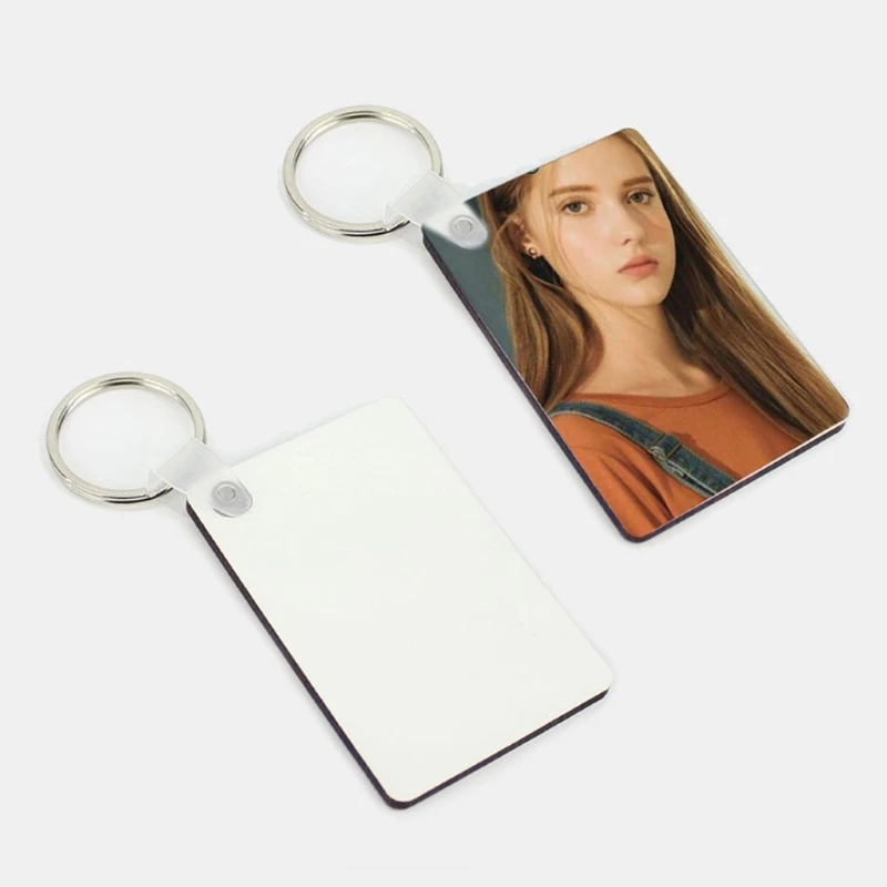 12Pc DIY Sublimation Wooden Hard Board Key Rings Double Printable White Blank MDF Key Chain Heat Transfer Jewelry Making - Image 3