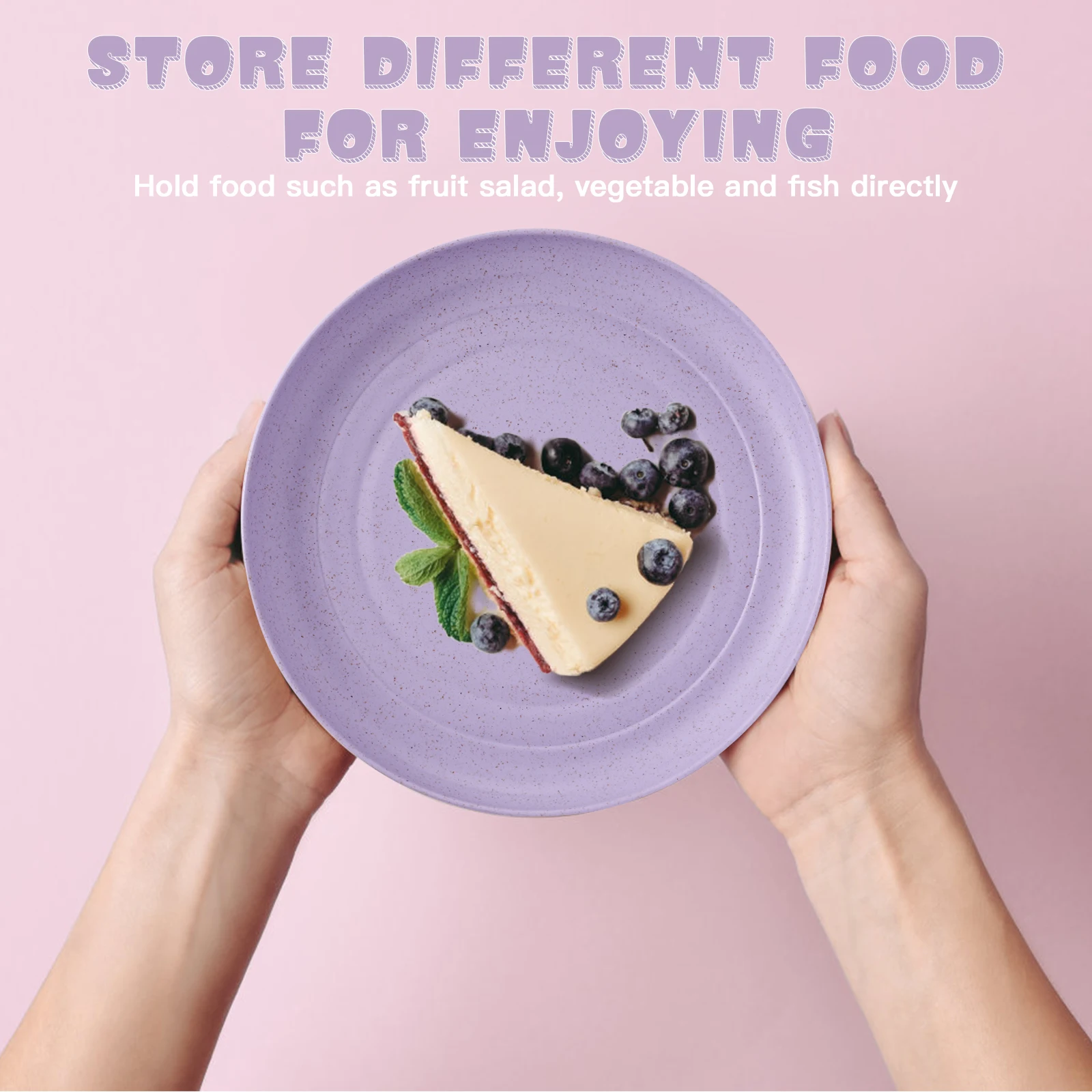 5pcs Wheat Straw Plates Reusable Baby Feeding Dishes Salad Snack Fruit Plate Picnic Dishes Unbreakable Kitchen Dinnerware - Image 4