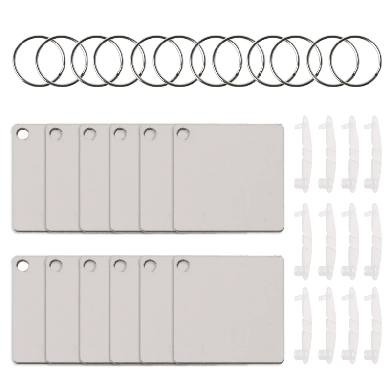 12Pc DIY Sublimation Wooden Hard Board Key Rings Double Printable White Blank MDF Key Chain Heat Transfer Jewelry Making - Image 7