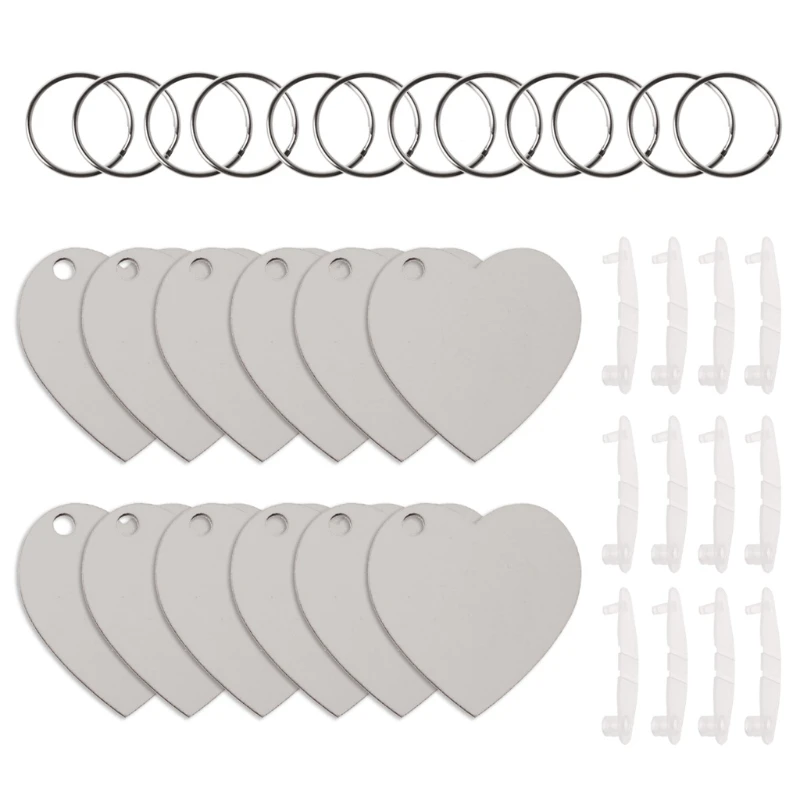 12Pc DIY Sublimation Wooden Hard Board Key Rings Double Printable White Blank MDF Key Chain Heat Transfer Jewelry Making - Image 10