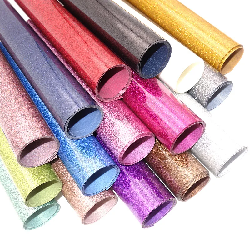 22 Colors Heat Transfer Glitter Vinyl Iron On For clothes Easy To Weed HTV Shirt High Elastic Decor Film Easy To Cut - Image 3