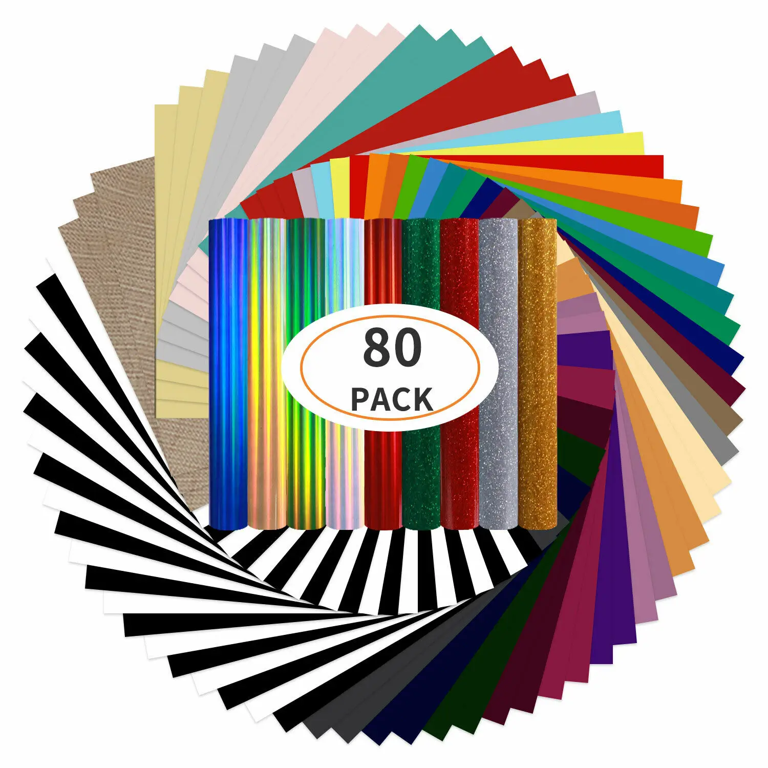 HTVRONT HTV Vinyl Bundle Heat Transfer Vinyl 80 Pack 12" x 10" Iron on Vinyl for T-Shirt for Cricut Heat Press Cloth Printing - Image 2