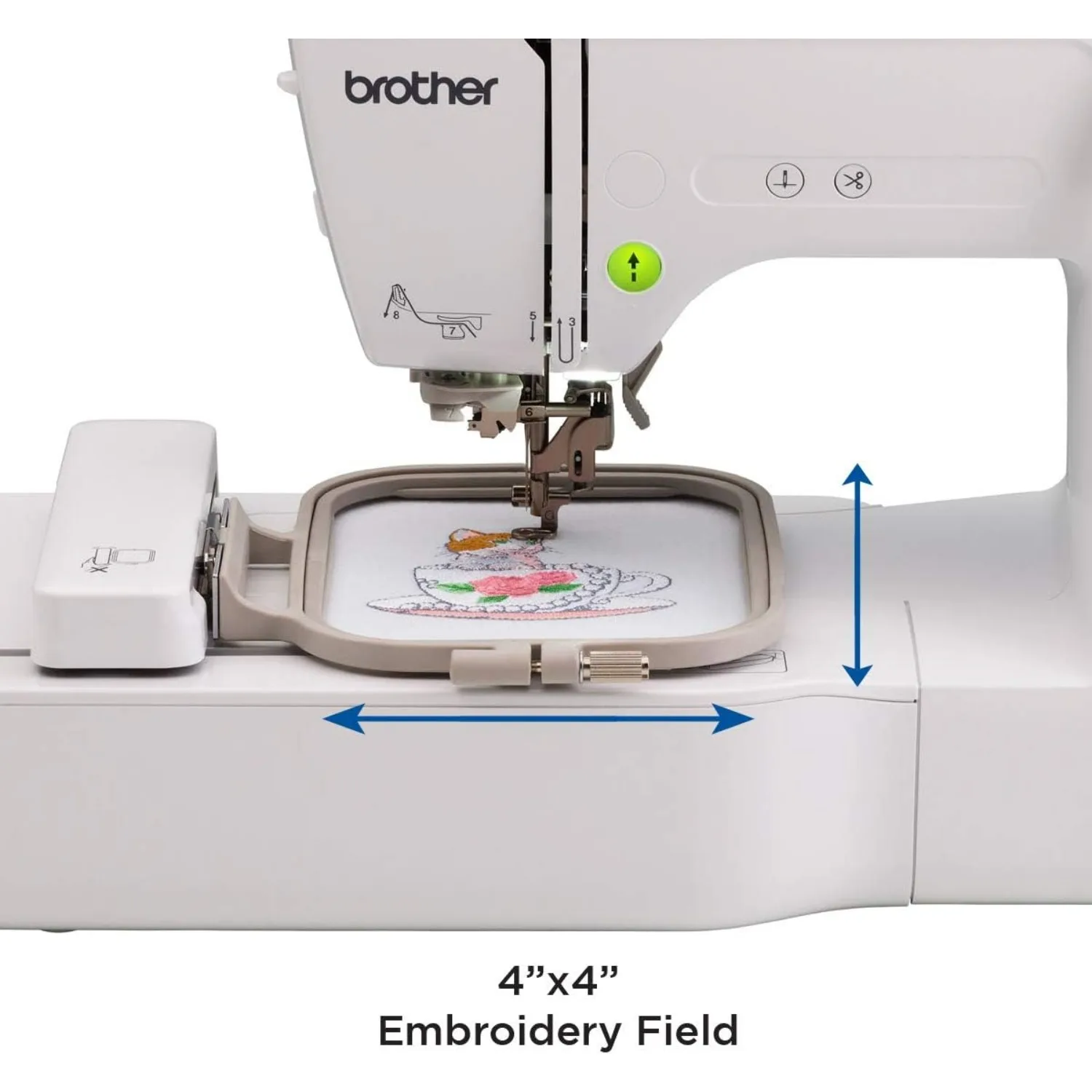 PE535 Embroidery Machine, 80 Built-in Designs, 4" x 4" Hoop Area, Large 3.2" LCD Touchscreen, USB Port, 9 Font Styles - Image 2
