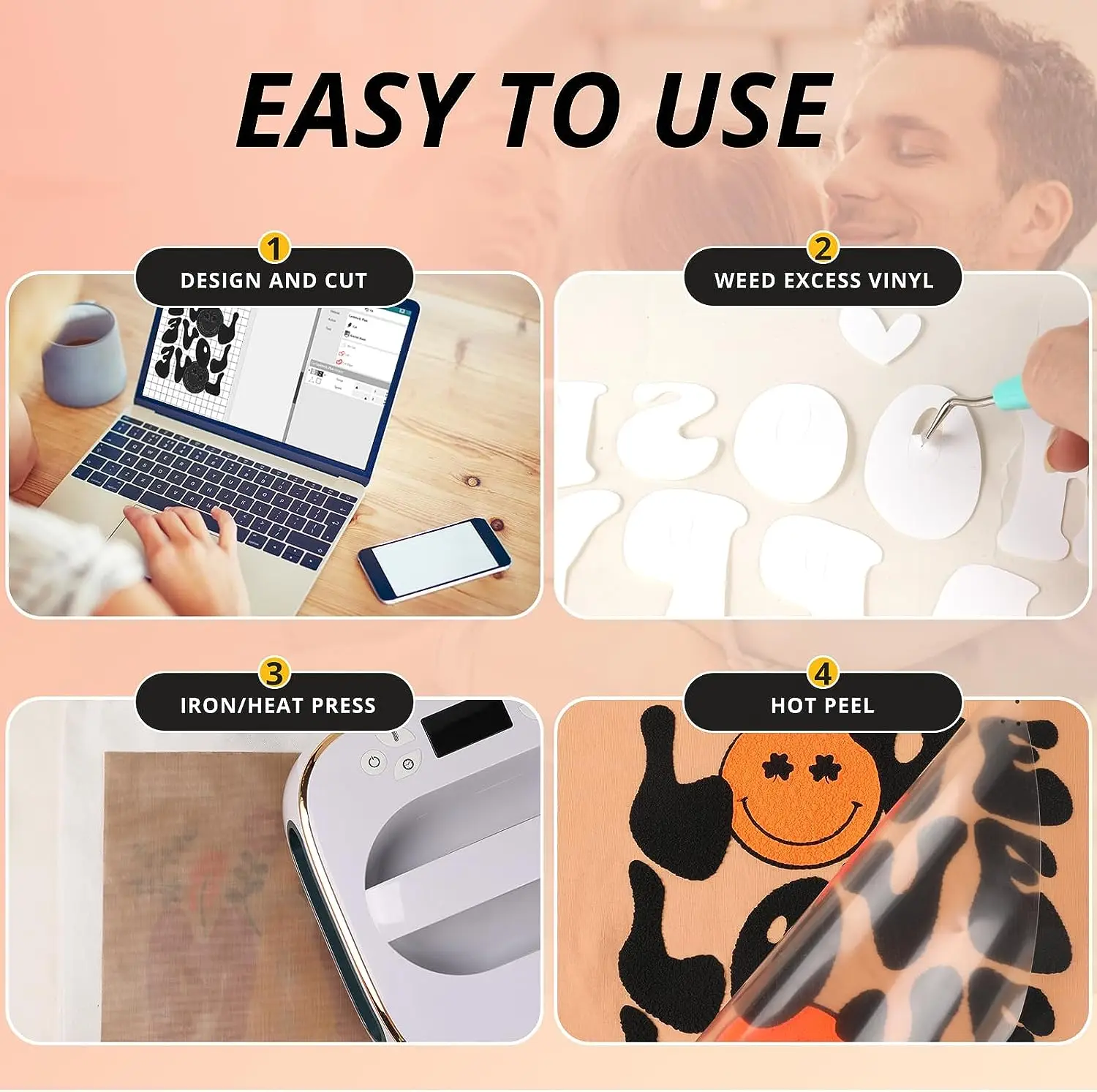 HTVRONT 10"X6ft 3D Puff Heat Transfer Vinyl Roll 7 Colors for Clothing T-shirt Printing DIY Iron on HTV Christmas Gift - Image 3