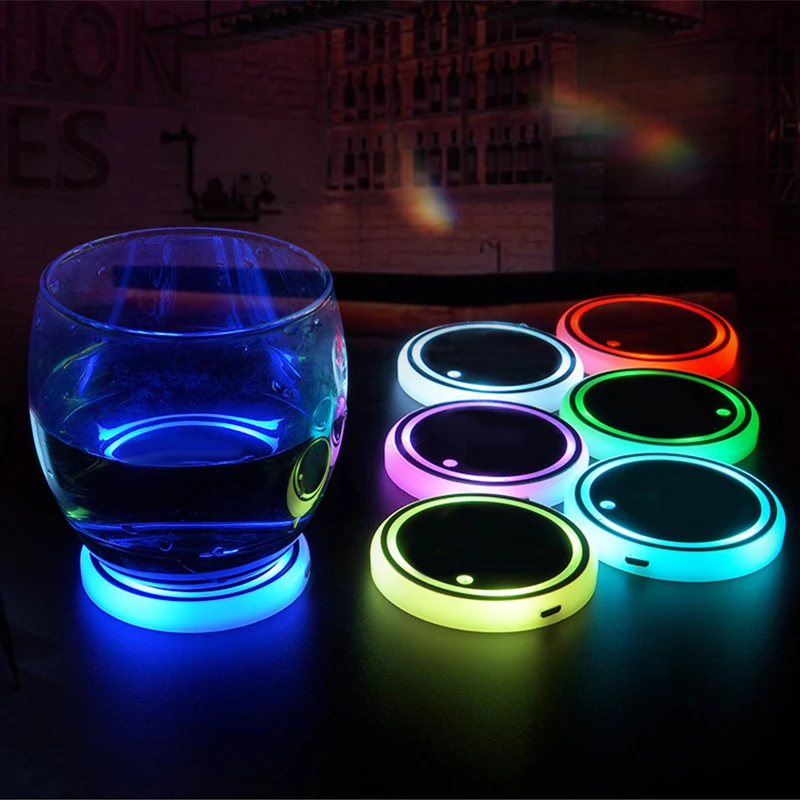 Luminous LED Car Cup Holder Pad Mat Coaster Colorful RGB Light USB Car Styling Atmosphere Lamp Lights Car Interior Accessories - Image 3