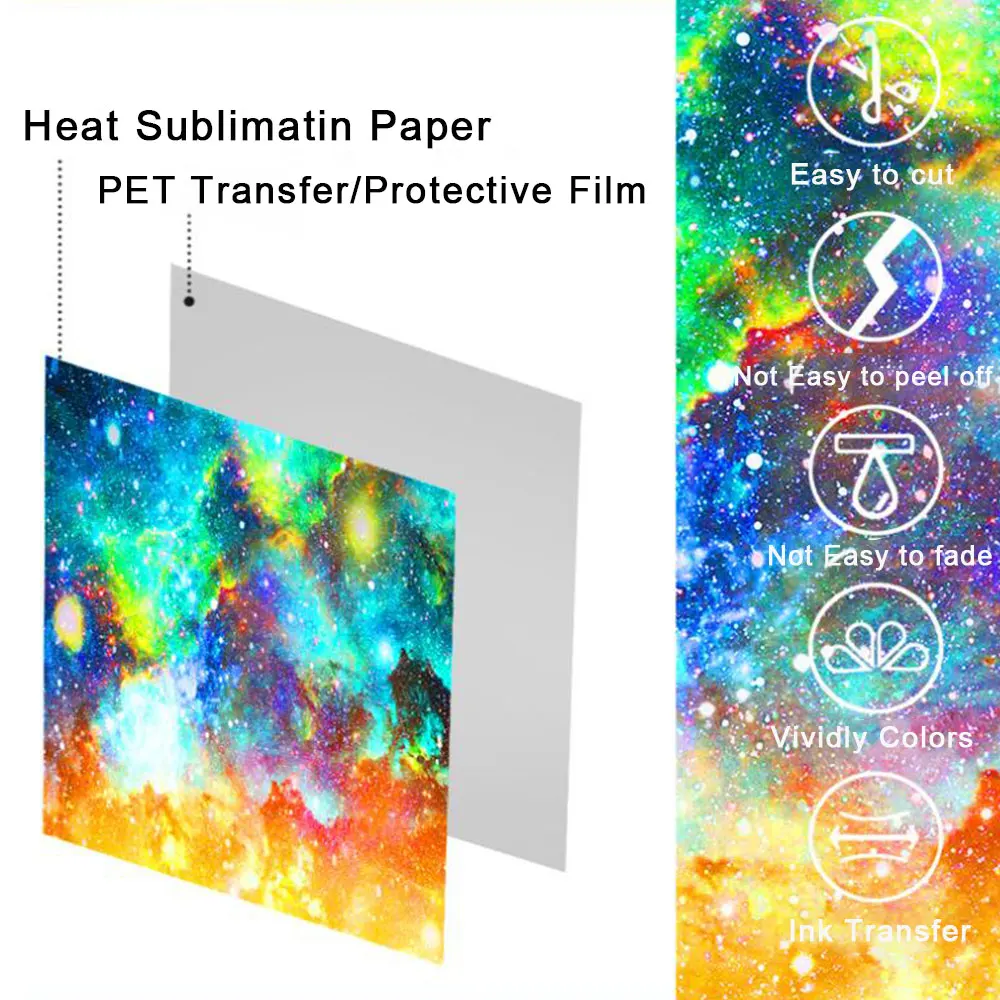 Infusible Ink Transfer Sheet 12" x 10"/19"/39" Galaxy Sublimation Transfer Paper for cut Mug DIY T- Shirts Coasters Tote Bags - Image 5