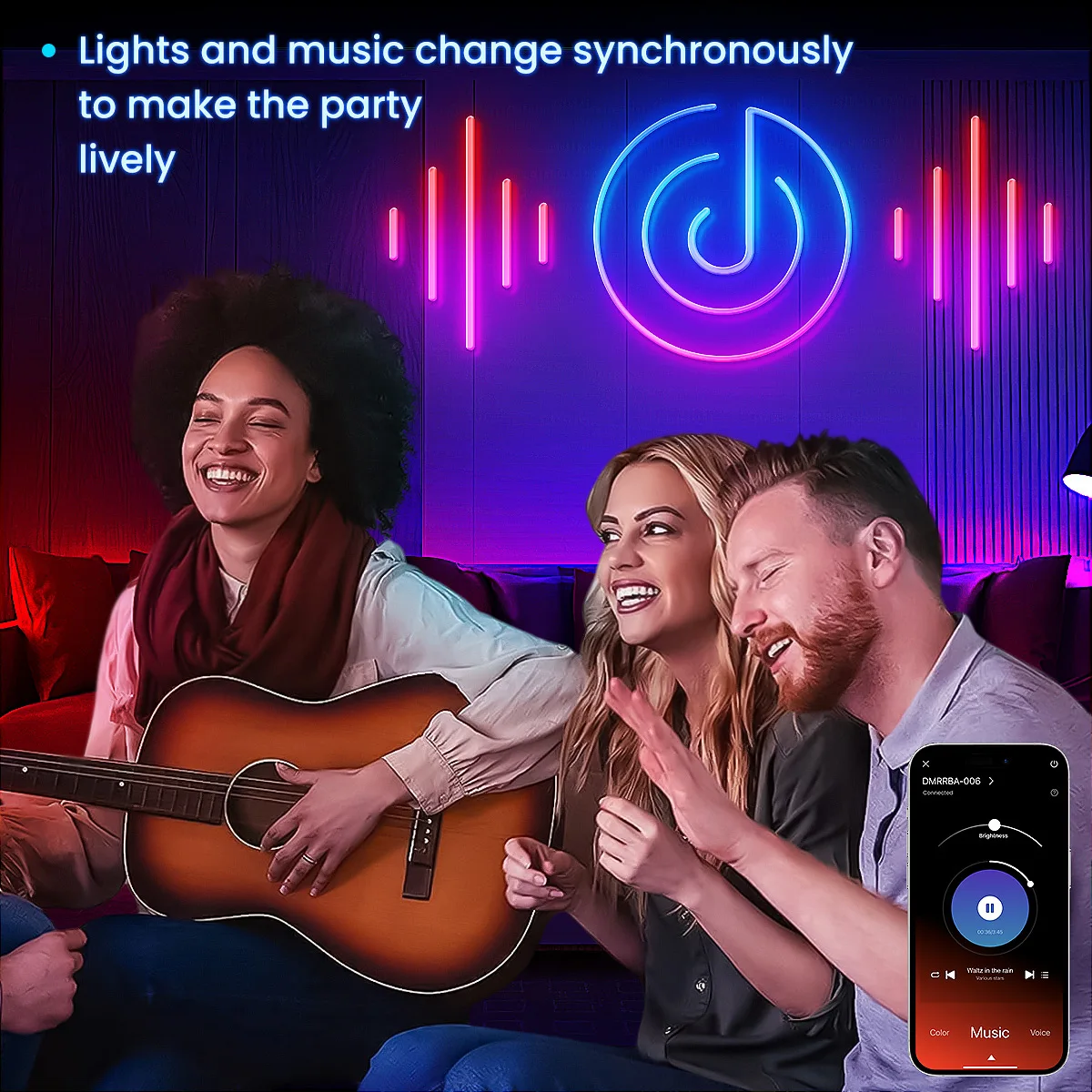 Neon LED Rope Lights, LED Lights For Bedroom Flexible LED Light Strip With Remote And APP Control RGB Lighting Strip - Image 3