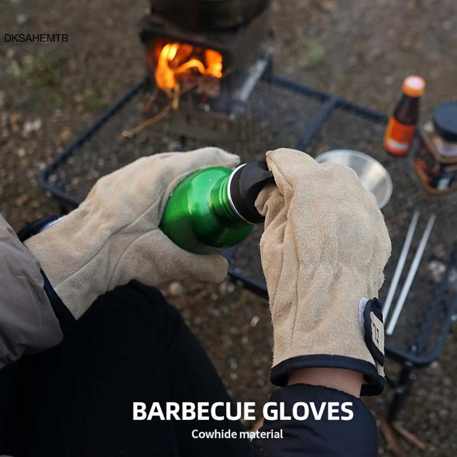 Outdoor BBQ Gloves Waterproof Cowhide Gloves For Camping Picnicking Starting A Fire Windproof Full Finger Wild Hunting Gloves - Image 2