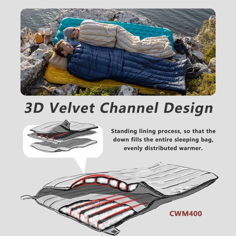 Naturehike Camping Sleeping Bag Duck Down Ultralight Waterproof Splicable Portable CW280 CWM400 Sleeping Bags for Outdoor Hiking - Image 2