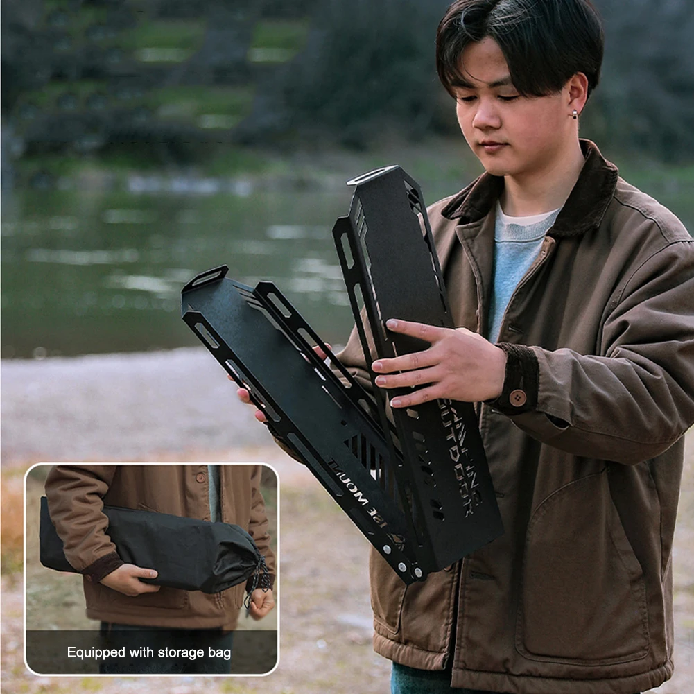 Foldable Camping Tripod Top Plate High Strength Bending Camping Hanging Rack Top Plate with Hanging Hole for BBQ Picnic Hiking - Image 2