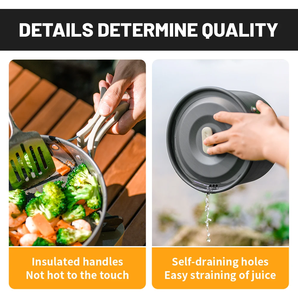 Naturehike Camping Pot Set Aluminum Alloy Cookware Pot Set Portable Outdoor Picnic Tableware Camping Cookware Kit CNK2450CF010 - Image 3