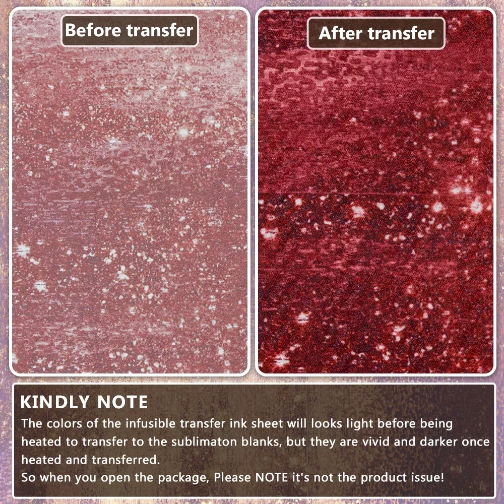 WOWOCUT 12"X12" Glitter Sublimation Vinyl Sheet Metal Infusible Heat Transfer Paper Colorful Sublimation Ink for Fabric Clothing - Image 3