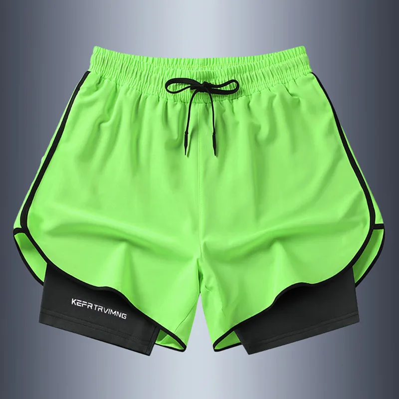 Men's Summer Hot-selling Anti-exposure Double-layer Sports Casual Shorts Running Fitness Three-quarter Pants - Image 12
