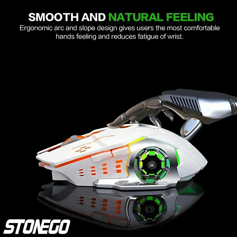 STONEGO 2.4G Wireless Bluetooth Mouse USB Computer Game Mouse with Receiver LED Colorful Changing Optical Silent Ergonomic - Image 6