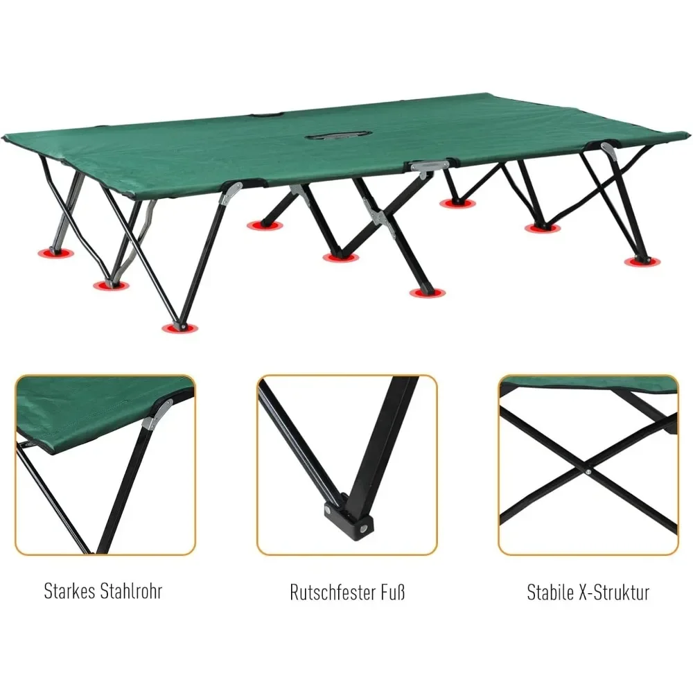 2 Person Folding Camping Cot, 50" Extra Wide Outdoor Portable Sleeping Cot with Carry Bag, Elevated Camping Bed, Beach Hiking - Image 5