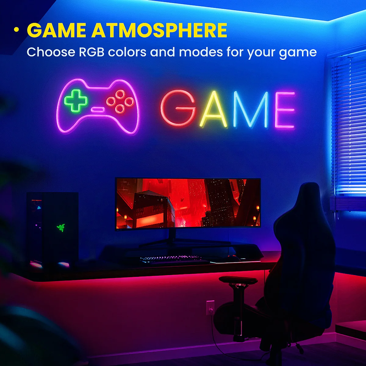 Neon LED Rope Lights, LED Lights For Bedroom Flexible LED Light Strip With Remote And APP Control RGB Lighting Strip - Image 2