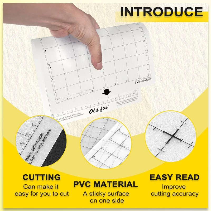3Pcs Replacement Cutting Mat Adhesive Mat With Measuring Grid 8 By 12-Inch For Silhouette Cameo Cricut Explore Plotter Machine - Image 2
