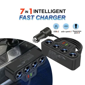 12V/24V Multi-Function Charger USB Fast Charging Can Charge Multiple Devices At The Same Time, One Tow And Four Car Chargers