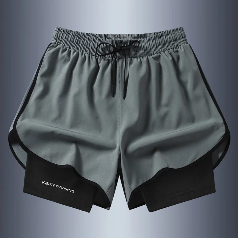 Men's Summer Hot-selling Anti-exposure Double-layer Sports Casual Shorts Running Fitness Three-quarter Pants - Image 11