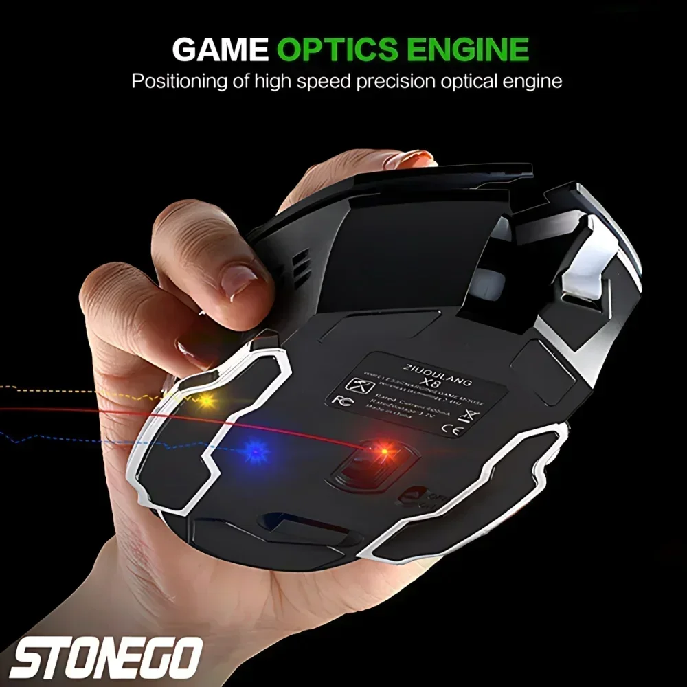 STONEGO 2.4G Wireless Bluetooth Mouse USB Computer Game Mouse with Receiver LED Colorful Changing Optical Silent Ergonomic - Image 3
