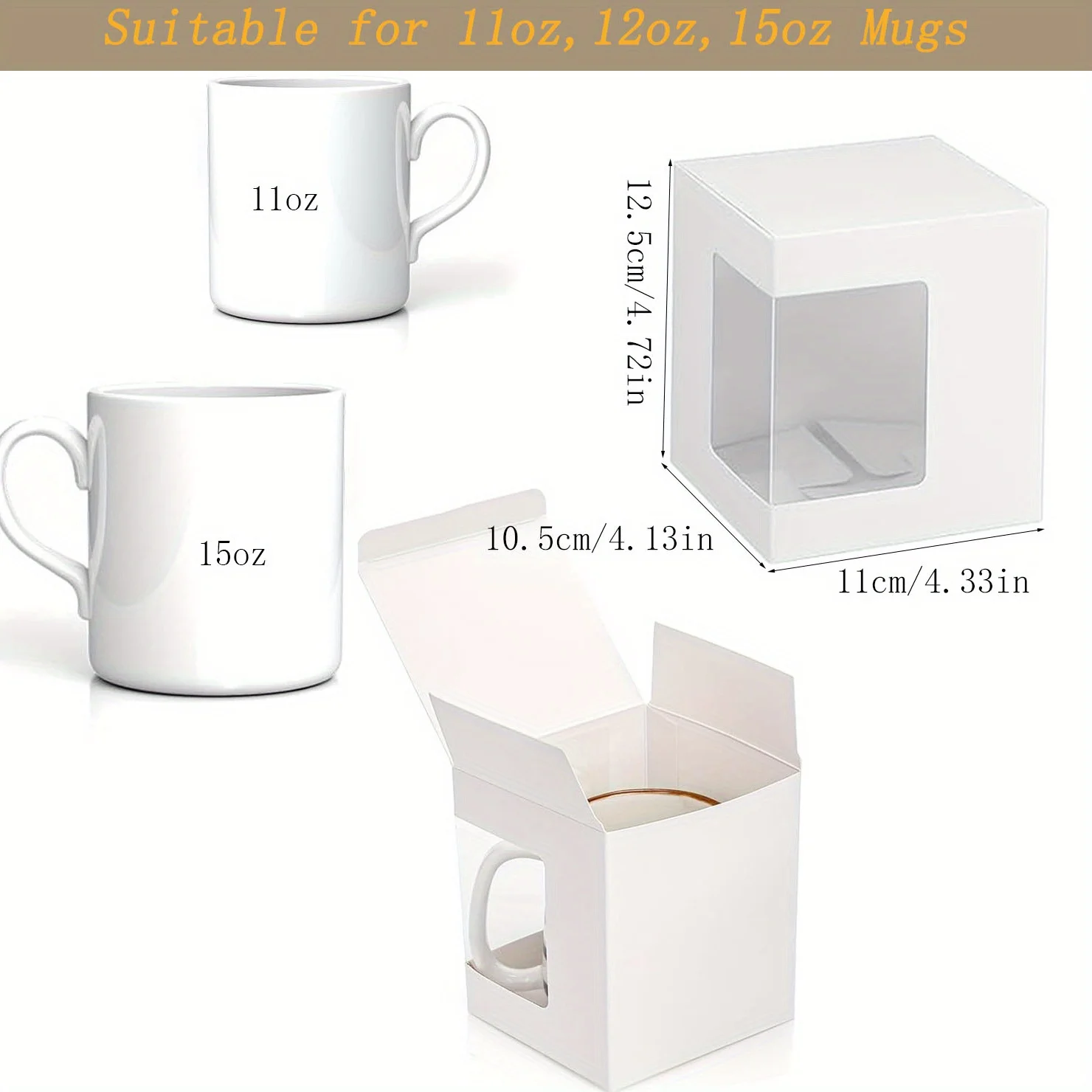 12Pack Gift Boxes for Sublimation Mugs, Coffee Mugs Boxes with Window, Packaging Box Gift for Blanks Sublimation - Image 2