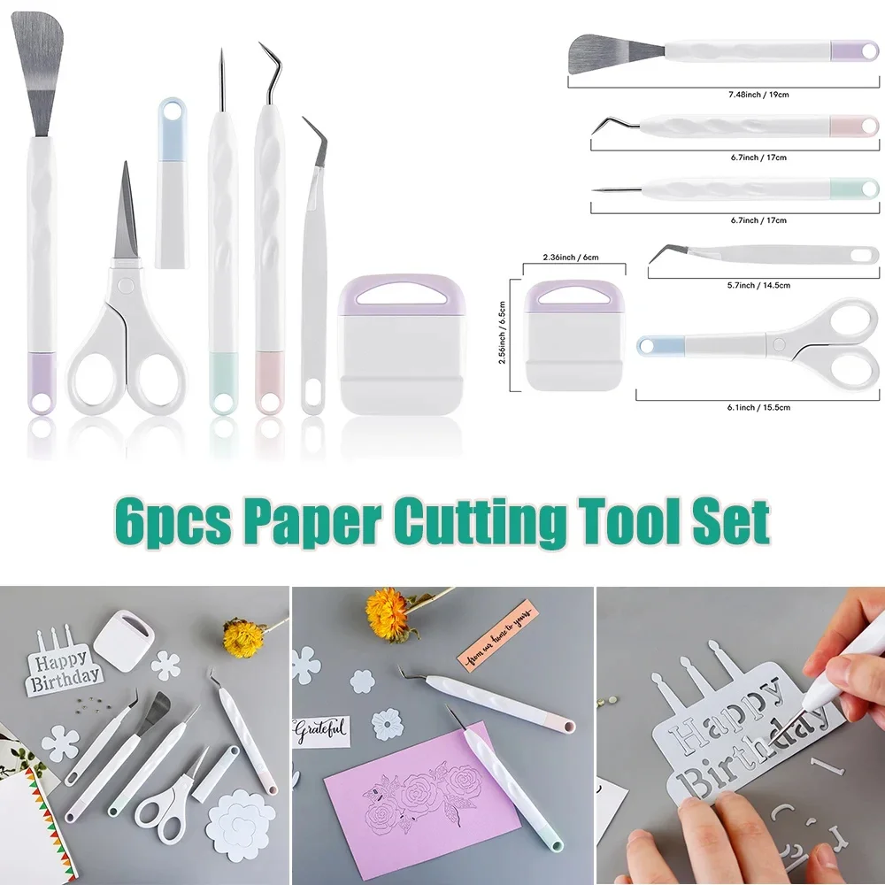 6pcs/set Craft Vinyl Weeding Tools Set Scrapbook DIY Silhouette Relief Carving Tool Kit For Cricut Maker Silhouettes Hand Tools