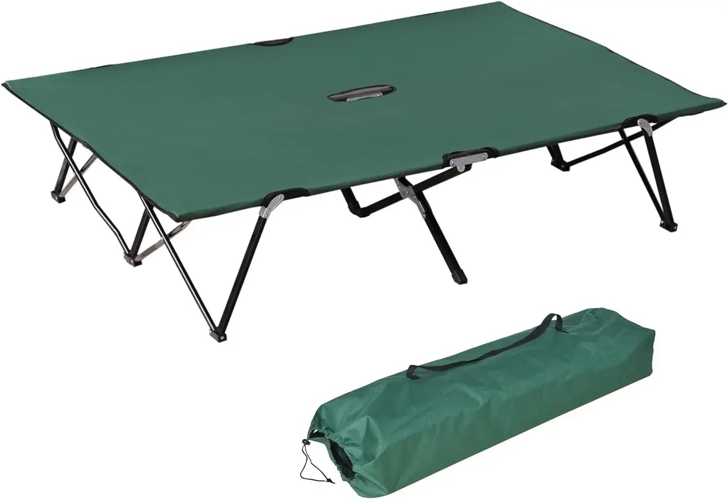 2 Person Folding Camping Cot, 50" Extra Wide Outdoor Portable Sleeping Cot with Carry Bag, Elevated Camping Bed, Beach Hiking - Image 8