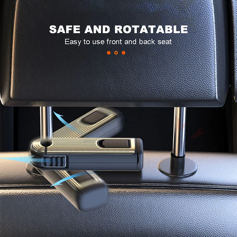 SEAMETAL 2 in 1 Car Seat Back Hook with Phone Holder Stable Headrest Hanging Hook Anti Slip Silicone Pad Hidden Rear Row Hanger - Image 5