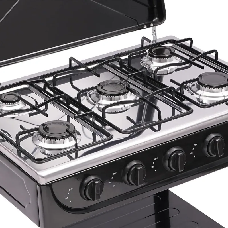 Natural Gas Stove Outdoor 5-Burner Stove Portable Gas Stove with 2 Placement Boards and Windshield for Outdoor Camping RV Travel - Image 4