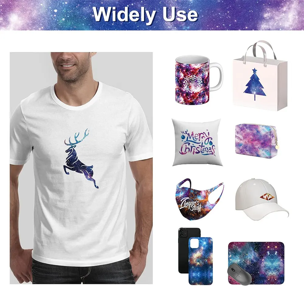 Infusible Ink Transfer Sheet 12" x 10"/19"/39" Galaxy Sublimation Transfer Paper for cut Mug DIY T- Shirts Coasters Tote Bags - Image 4