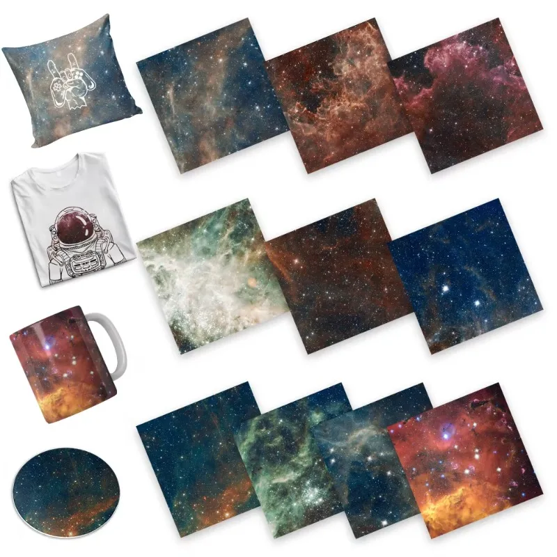 WOWOCUT 1 PCS Infusible Transfer Ink Sheet 12"X12" Starry Sky Sublimation Ink Sheet Heat Press Transfer Paper for T-shirt Bags