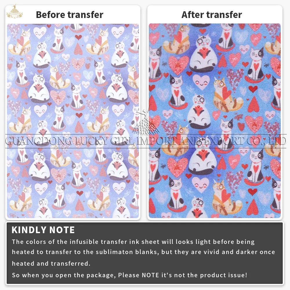 Lucky Goddness Pink Heart Infusible Transfer Ink Sheets 8 Pcs 12x12" Valentine's Day Sublimation Paper for Joy T-shirts Mugs DIY - Image 2