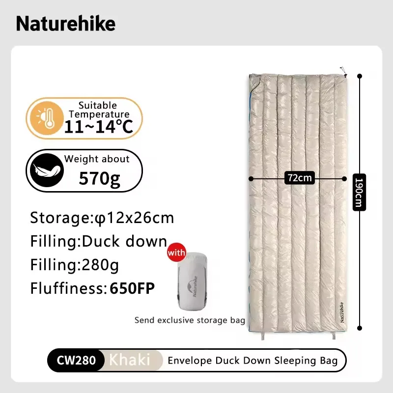 Naturehike Camping Sleeping Bag Duck Down Ultralight Waterproof Splicable Portable CW280 CWM400 Sleeping Bags for Outdoor Hiking - Image 8
