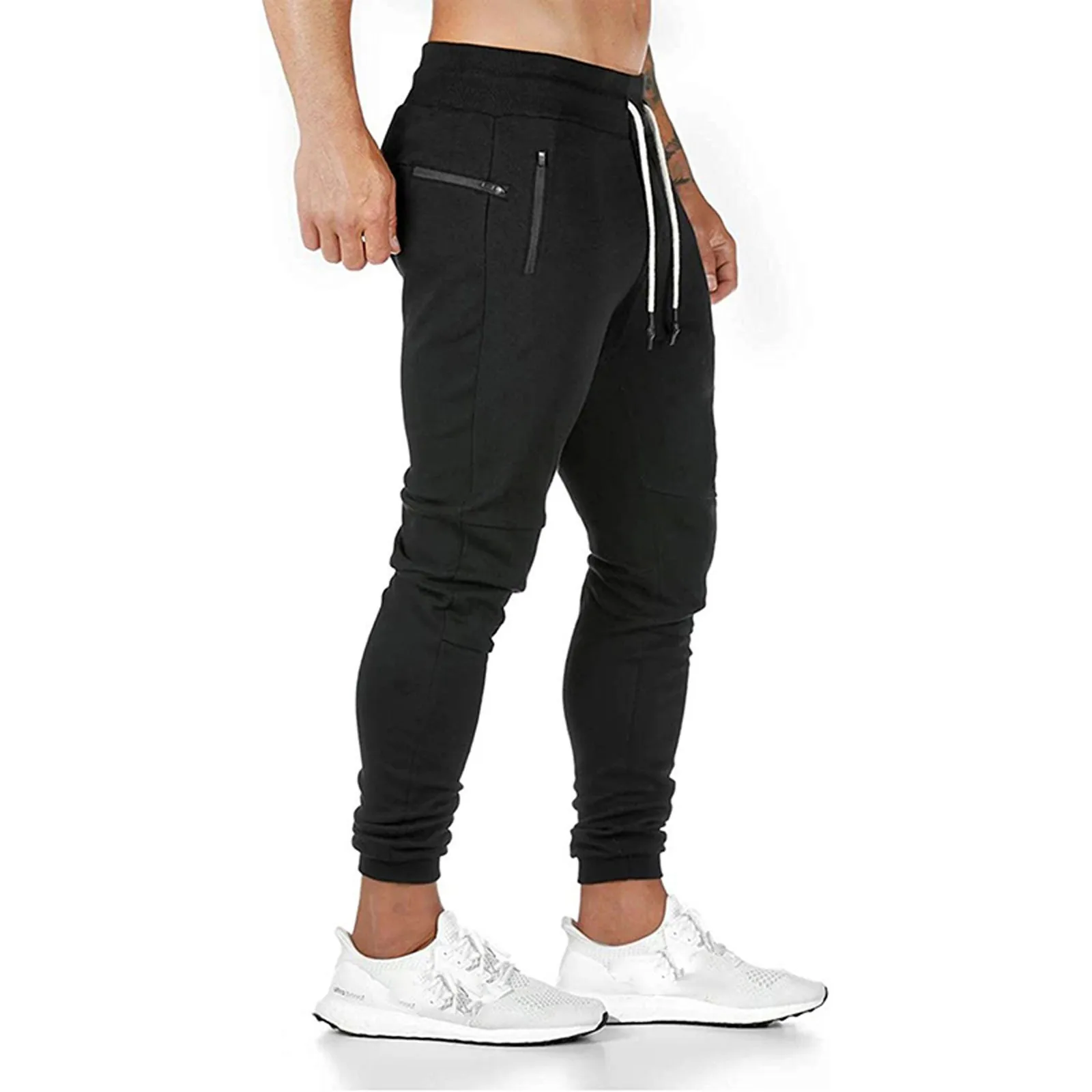 Men's Gym Pants Workout Running Athletic Joggers Slim Fit Sport Track Pants With Zipper Pockets Chinos Pants Men Stretch - Image 5
