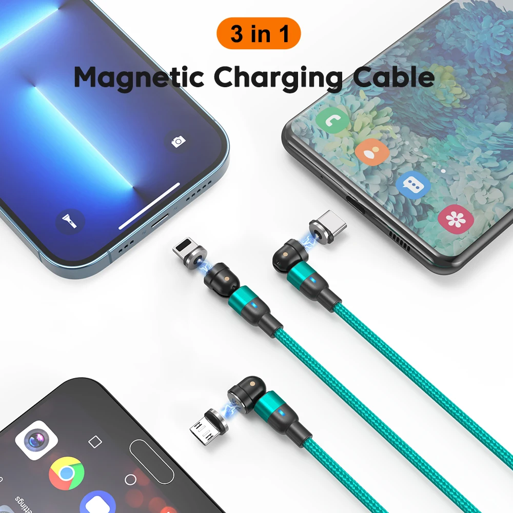AUFU Magnetic Cable 3M 540 Rotate Magnet Charger Micro USB Type C Cable Mobile Phone Wire Cord For iPhone Samsung Xiaomi Redmi - Image 4