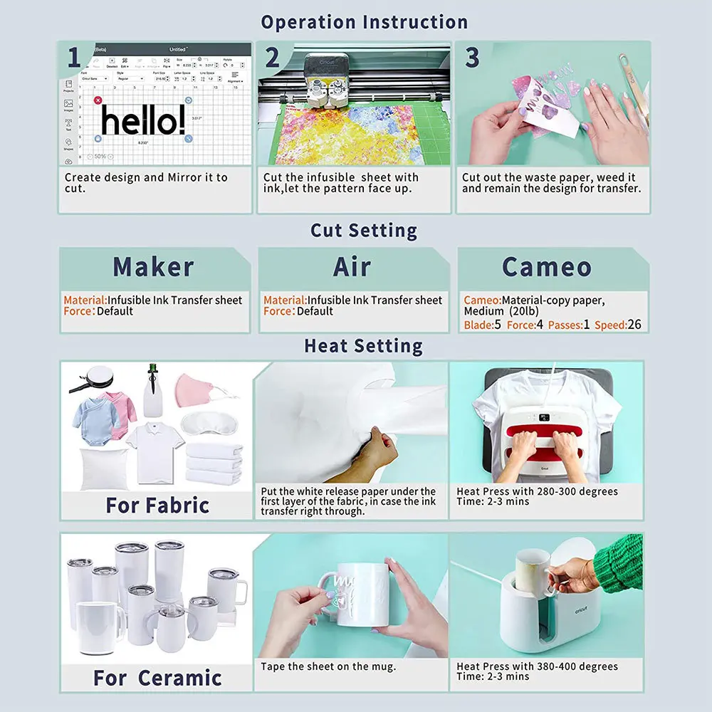 12"x39" Infusible Transfer Ink Vinyl Film Solid Color Sublimation Paper For Cut Mugs Heat Press DIY T-Shirts Coasters Decor - Image 2