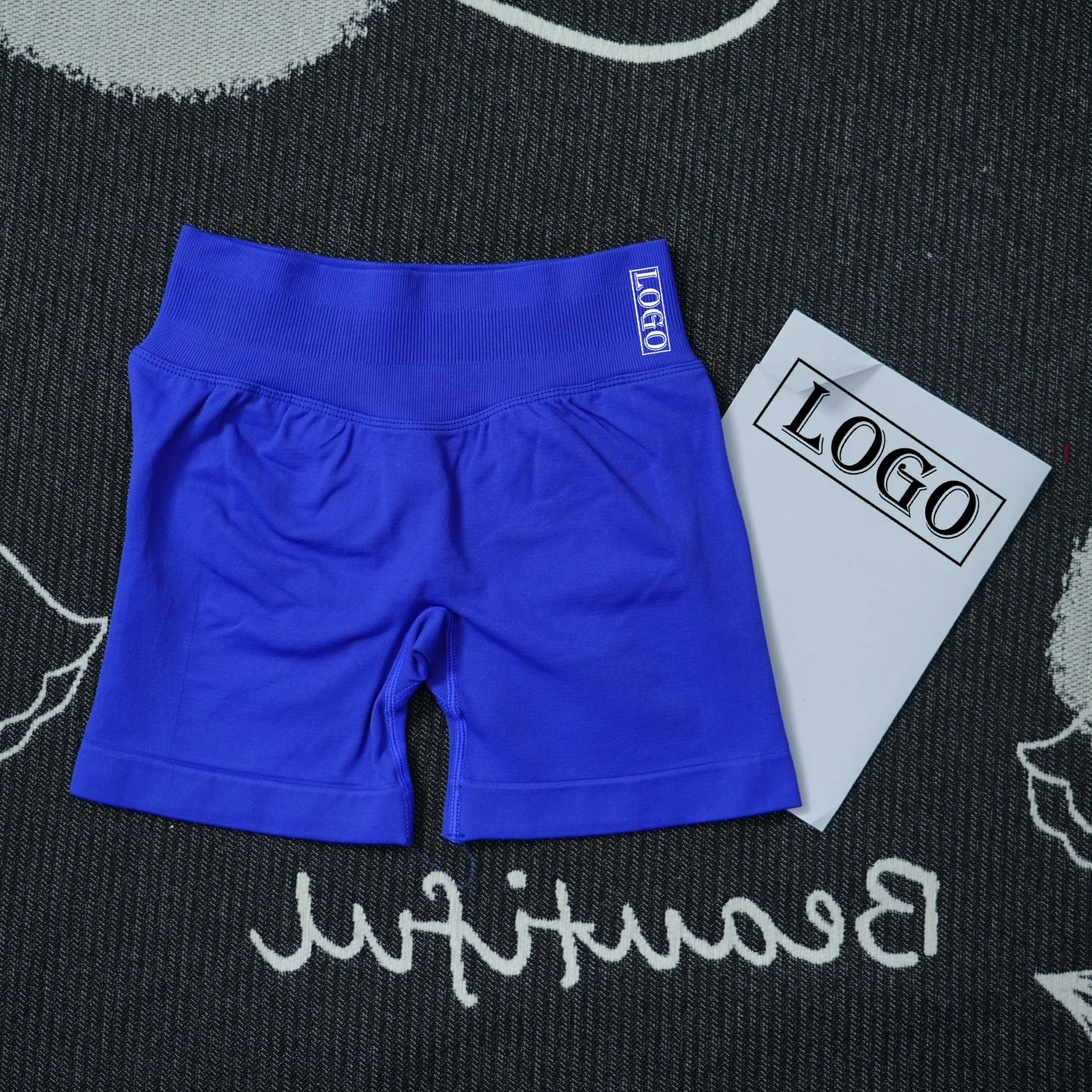 Yoga ShortsYogImpact Shorts with Logo 4.5'' Low Waist Seamless Scrunch Bum Gym Shorts Workout Biker Short Stretch Fitness Short - Image 11