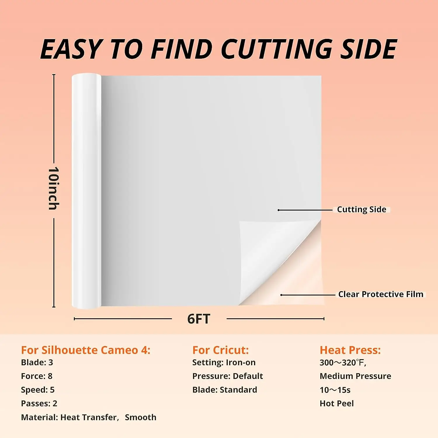 HTVRONT 10"X6ft 3D Puff Heat Transfer Vinyl Roll 7 Colors for Clothing T-shirt Printing DIY Iron on HTV Christmas Gift - Image 6