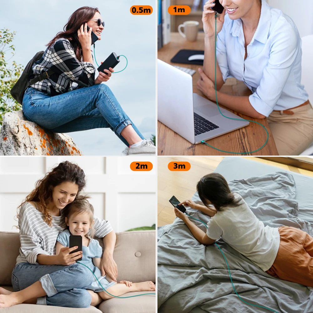 AUFU Magnetic Cable 3M 540 Rotate Magnet Charger Micro USB Type C Cable Mobile Phone Wire Cord For iPhone Samsung Xiaomi Redmi - Image 6